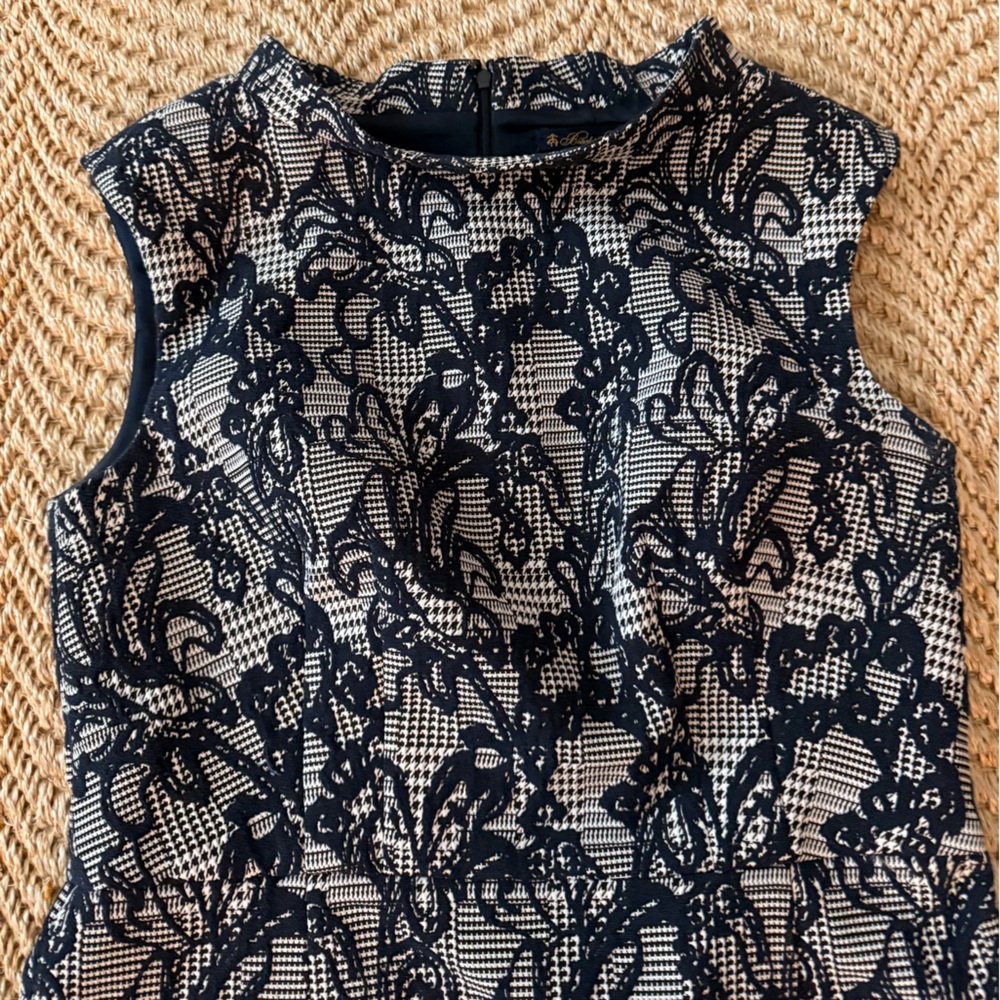 💕EEUC 💕 Brooks Brothers Navy and White Sheath Dress Size 12 - Picture 2 of 10